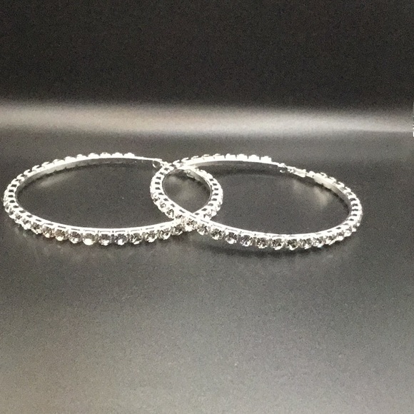 Rhinestone Hoop Earrings - Picture 2 of 3